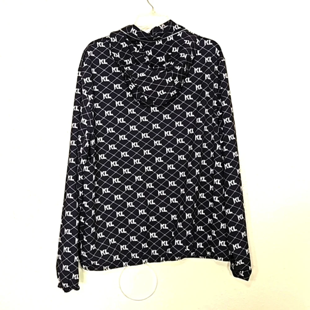 Men's Karl Lagerfeld KL Monogram Logo Packable Hooded Zip Up Jacket XL